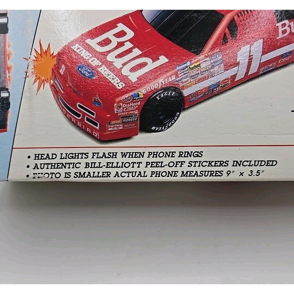 NASCAR Bill Elliott #11 Bud Columbia Tel-Com Corded Telephone Vintage New In Box - Picture 2 of 6